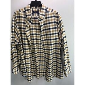 Cremieux Classics Mens 3XT Tall Buffalo Check Button Down Shirt Tan Navy Blue